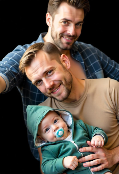 Gay men with their baby